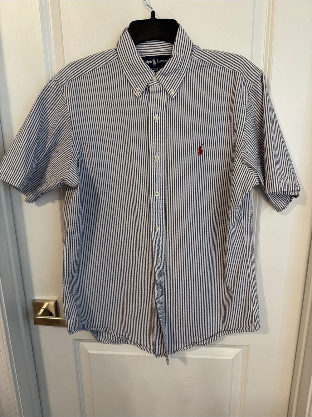Polo by Ralph Lauren Blue & White Striped Short-Sleeve Button-Down Shirt